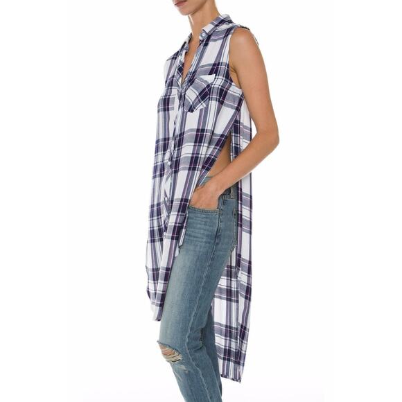 Rails Tops - Rails Jordan Tunic in White Orchid Plaid Print